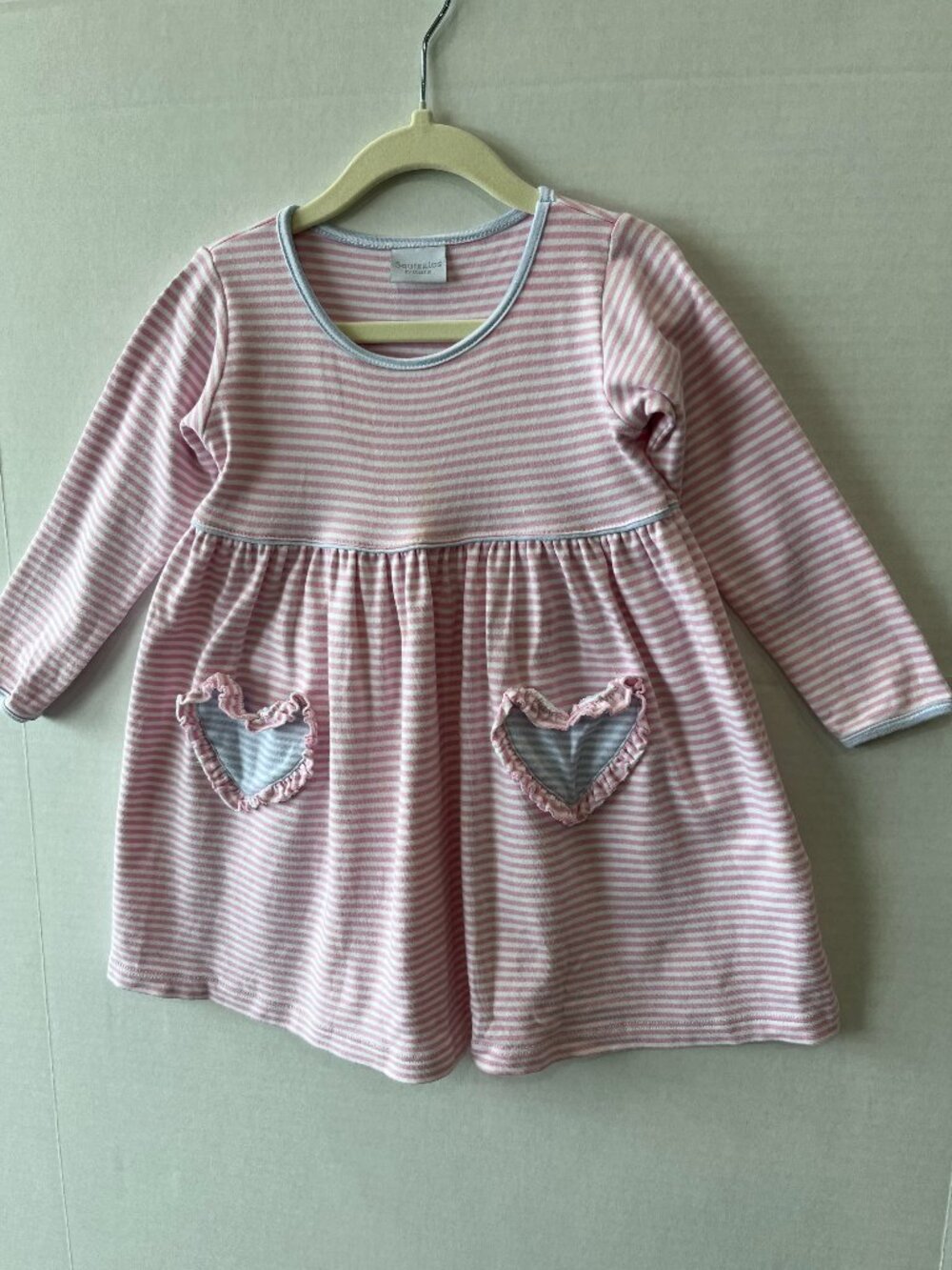 Girl - 3T - Squiggles by Charlie Pink Striped Heart Dress